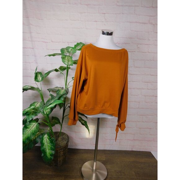 SALE Rust Orange 2XL Slouchy Pullover Top Tie Sleeve - Picture 2 of 11